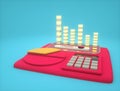 Analysis chart and calculator isometric 3d render