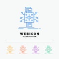 Analysis, data, datum, processing, reporting 5 Color Line Web Icon Template isolated on white. Vector illustration Royalty Free Stock Photo