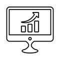 Analysis, data, market, marketing report outline icon. Line art sketch.