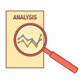 Analysis diagram magnifier, line art Royalty Free Stock Photo