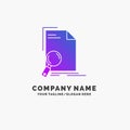 Analysis, document, file, find, page Purple Business Logo Template. Place for Tagline Royalty Free Stock Photo