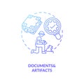Analysis of documents and artifacts concept icon Royalty Free Stock Photo