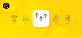 Analysis graph, Swipe up and Health app minimal line icons. For web application, printing. Vector