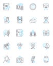 Analysis and graphs linear icons set. Metrics, Trends, Patterns, Visualization, Data, Correlation, Interpretation line Royalty Free Stock Photo