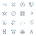 Analysis and graphs linear icons set. Metrics, Trends, Patterns, Visualization, Data, Correlation, Interpretation line Royalty Free Stock Photo