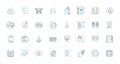 Analysis and graphs linear icons set. Metrics, Trends, Patterns, Visualization, Data, Correlation, Interpretation line Royalty Free Stock Photo