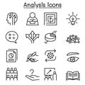 Analysis icon set in thin line style