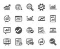 Analysis icons. Charts, Reports and Graphs. Vector Royalty Free Stock Photo