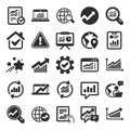 Analysis icons. Charts, Reports and Graphs. Vector Royalty Free Stock Photo