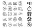 Analysis line icons. Charts, Reports and Graphs. Royalty Free Stock Photo