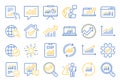 Analysis line icons. Charts, Reports and Graphs. Vector Royalty Free Stock Photo
