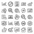 Analysis line icons. Charts, Reports and Graphs. Vector Royalty Free Stock Photo