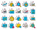 Analysis line icons. Charts, Reports and Graphs. Vector Royalty Free Stock Photo