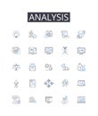 Analysis line icons collection. Evaluation, Assessment, Appraisal, Examination, Scrutiny, Inspection, Judgement vector Royalty Free Stock Photo
