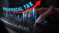 Analysis of Reciprocal Tax Trends with Digital Interface and Data Visualization in Financial Environment. Consignment Royalty Free Stock Photo
