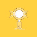 Analysis, Search, information, research, Security Flat Line Filled Icon. Beautiful Logo button over yellow background for UI and Royalty Free Stock Photo