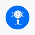 Analysis, Search, information, research, Security White Glyph Icon in Circle. Vector Button illustration Royalty Free Stock Photo
