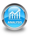 Analysis (statistics icon) glossy cyan blue round button Royalty Free Stock Photo