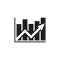 Analysis Stock Market - black icon on white background vector illustration. Financial chart analysisc. Business infographic up