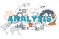 Analysis website banner concept with thin line flat design