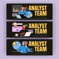 Analyst team banner with people work with data