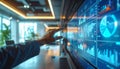 Analyst Touching Interactive Financial Data Screen Royalty Free Stock Photo