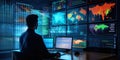 Analyst uses a computer , technology business analysis and Data Management System Generative AI
