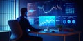 Analyst uses a computer , technology business analysis and Data Management System Generative AI