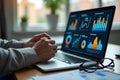 Analyst working with Business Analytics and Data Management System on computer, report with KPI and metrics connected to database Royalty Free Stock Photo