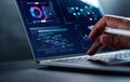 Analyst working in Business Analytics and Data Management System to make report with KPI and metrics connected to database. Royalty Free Stock Photo
