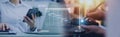 Analyst working with computer in Business Analytics and Data Management System to make report with KPI and metrics connected to Royalty Free Stock Photo