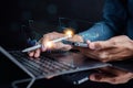 Analyst working with computer in Business Analytics and Data Management System to make report with KPI and metrics connected to Royalty Free Stock Photo