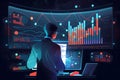 Analyst working with computer in Business Analytics and Data Management System to make report with KPI and metrics connected to Royalty Free Stock Photo