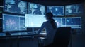 Analyst working with computer in Business Analytics and Data Management System to make report with KPI and metrics Royalty Free Stock Photo