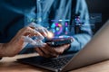 Analyst working with computer in Business Analytics and Data Management System Royalty Free Stock Photo