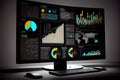 Analyst working with computer in Business Analytics and Data Management System to make report with KPI and metrics connected to Royalty Free Stock Photo