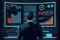 Analyst working with computer in Business Analytics and Data Management System to make report with KPI and metrics connected to Royalty Free Stock Photo
