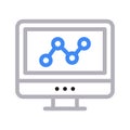 Analytic chart Search vector colour line icon