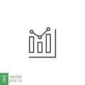 Analytic icon line. Two Bar chart analyzing static profit sale product