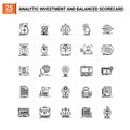 25 Analytic Investment And Balanced Scorecard icon set. vector background