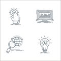 analytic investment line icons. linear set. quality vector line set such as idea, research, data