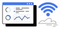 Web Dashboard with Analytics Graphs and wireless Connectivity Concept Royalty Free Stock Photo