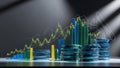Analytical Graphs in the dynamics of ups, downs, data, money stacks of coins