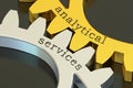 Analytical Services concept on the gearwheels, 3D rendering Royalty Free Stock Photo