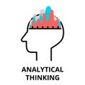 Analytical Thinking icon, flat thin line vector illustration