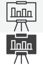 Analytics board bar chart line and solid different style vector icon set Royalty Free Stock Photo