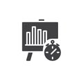 Analytics with business graph and stopwatch icon vector