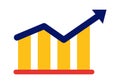 Analytics Chart and Graph Flat Colored Illustration for Data Visualization and Business Performance Royalty Free Stock Photo