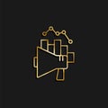 Analytics, chart, marketing, megaphone gold icon. Vector illustration of golden icon