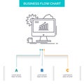 Analytics, chart, seo, web, Setting Business Flow Chart Design with 3 Steps. Line Icon For Presentation Background Template Place Royalty Free Stock Photo